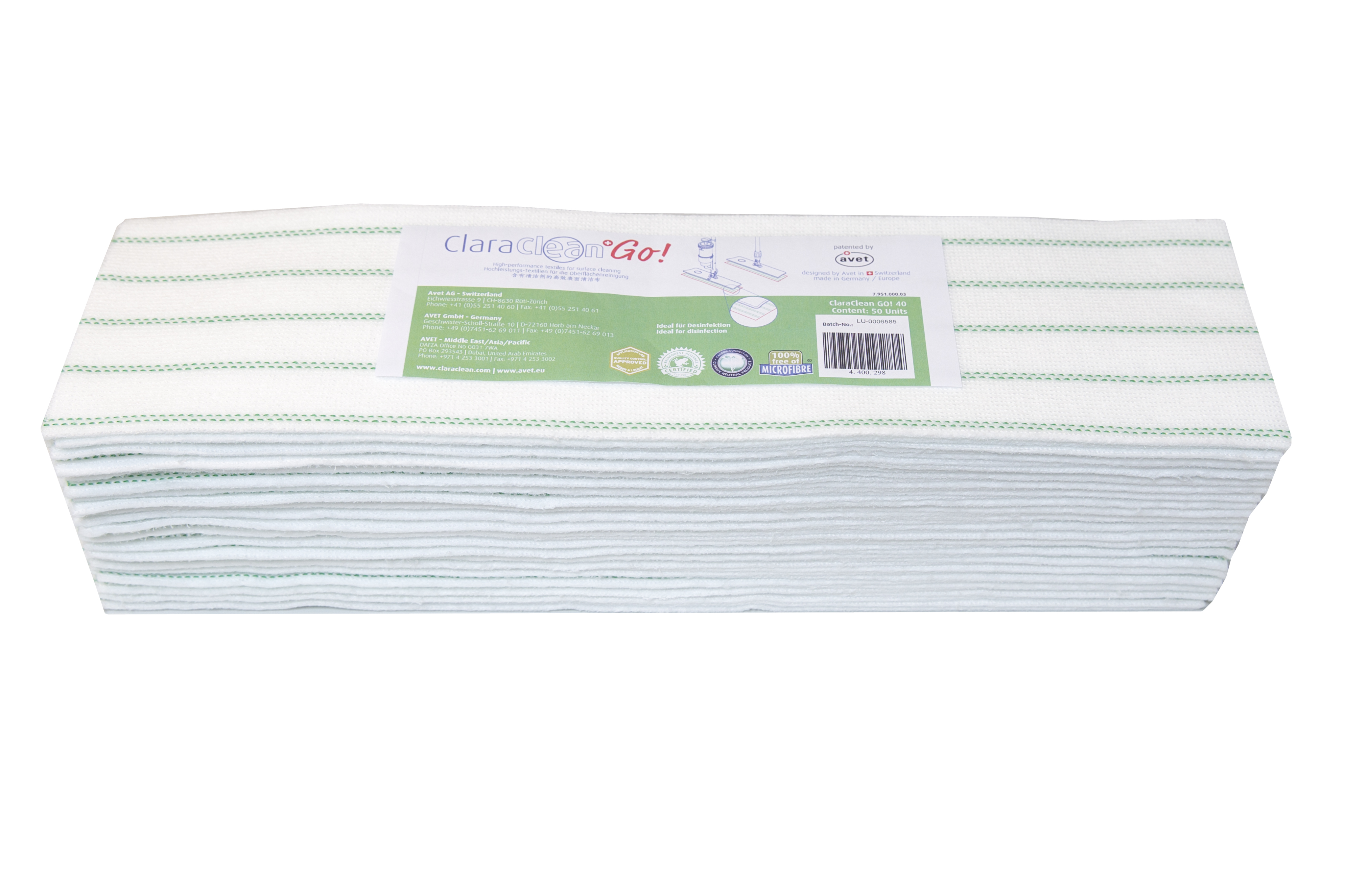 Engångsmopp ClaraClean Go Neutral Grön 28cm 50st