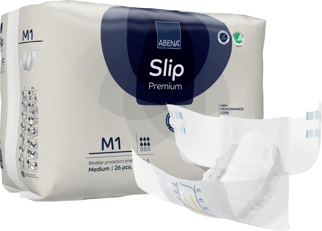 Allt-i-ett Skydd Abena Slip Premium Vit M1 70-110cm 6 Droppar 26st