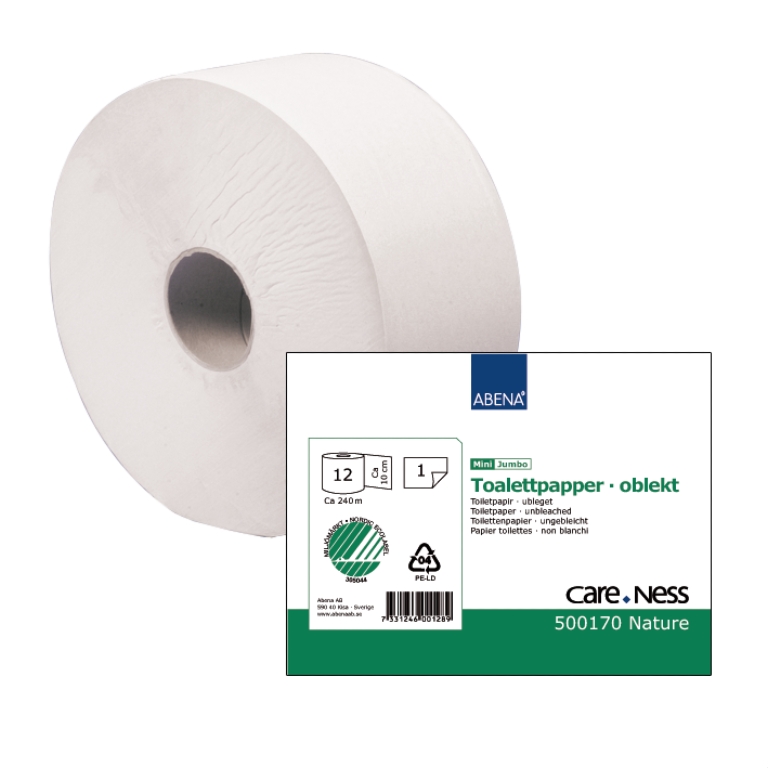 Toalettpapper Abena Jumbo Mini 1-lags Natur 240m 12rl