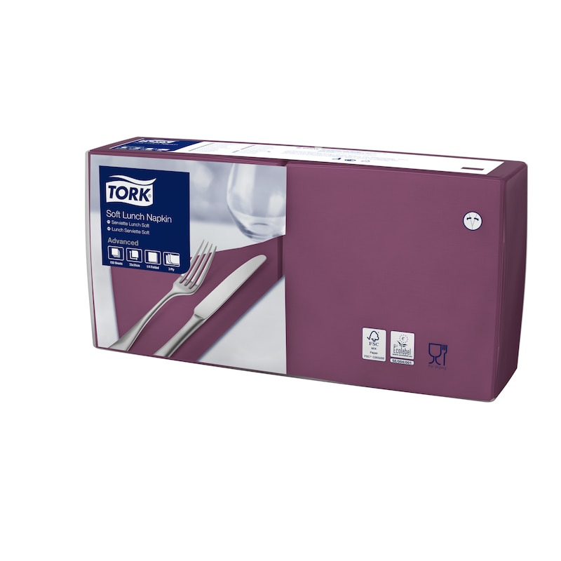 Lunchservett Tork Mjuk Advanced 3-Lagers Lila 33x33cm 150st