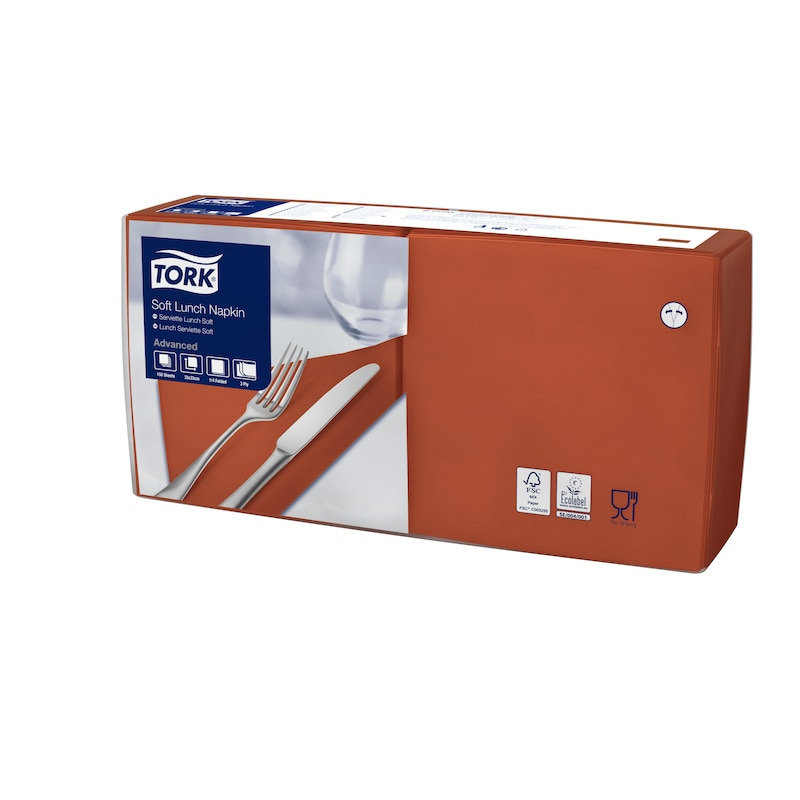 Lunchservett Tork Mjuk Advanced 3-Lagers Teracotta 33x33cm 150st