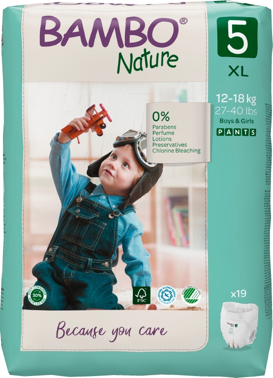 Byxblöja Bambo Nature Pant S5 12-18kg 19st