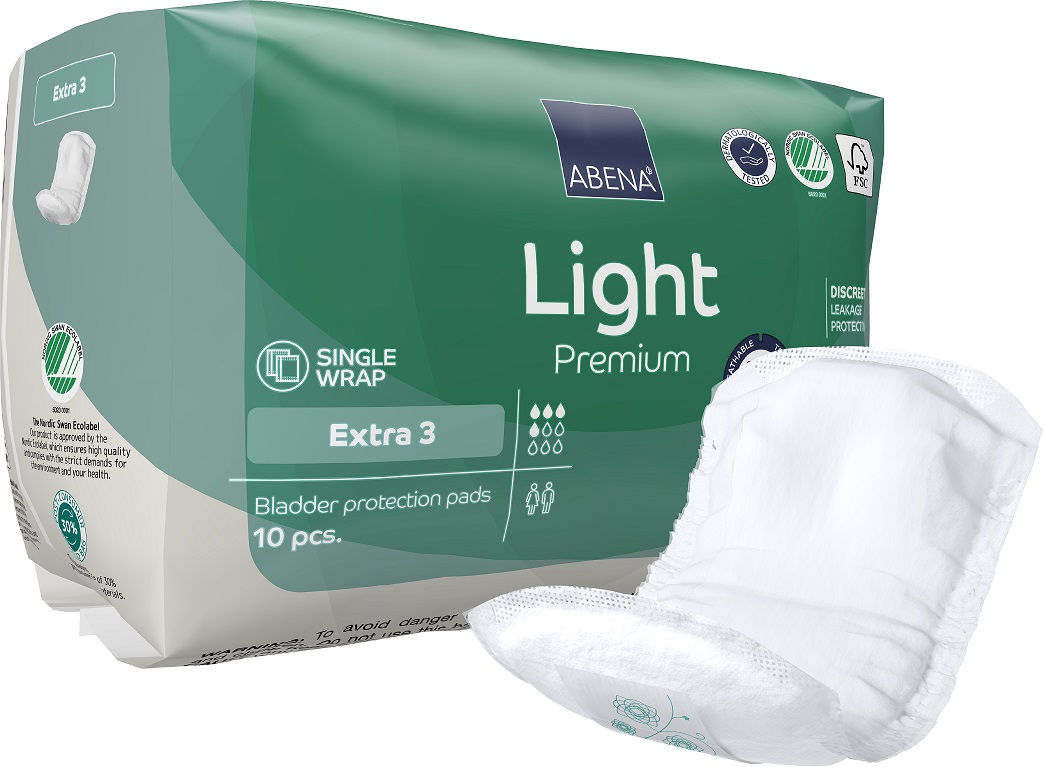 Kroppsformat Skydd Abena Light Extra 3 Vit 11x33cm 4 Droppar 10st