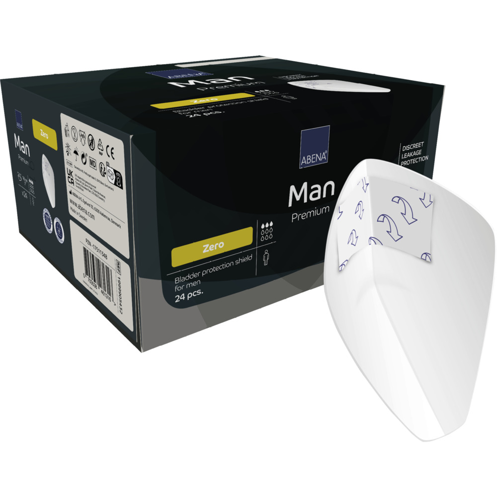 Herrskydd Abena Man Zero Premium Vit 10x18cm 3 Droppar 24st
