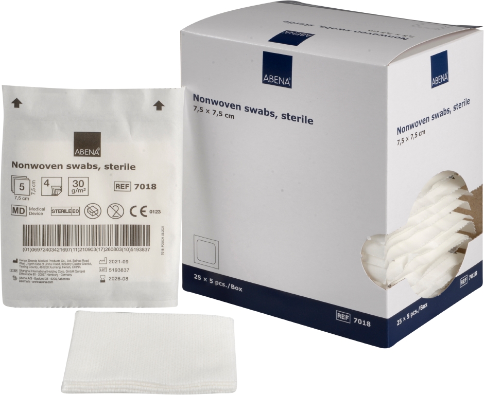 Kompress Abena Non-Woven Steril 4-lags Vit 7.5x7.5cm 625st