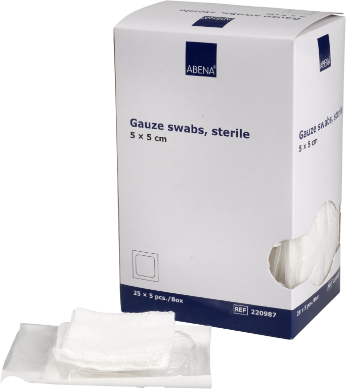 Gasvävskompresser Abena Steril 8-lags Vit 5x5cm 625st