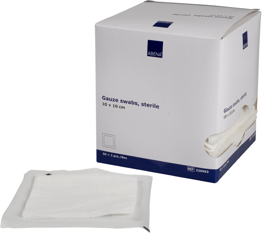 Gasvävskompresser Abena Steril 8-lags Vit 10x10cm 200st