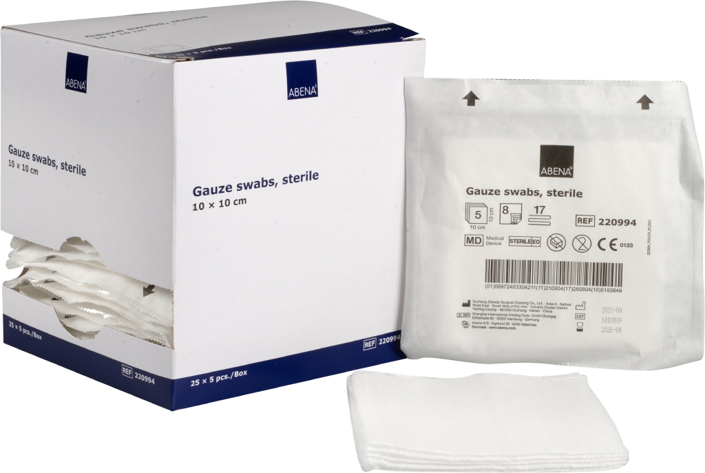 Gasvävskompresser Abena Steril 8-lags Vit 10x10cm 625st