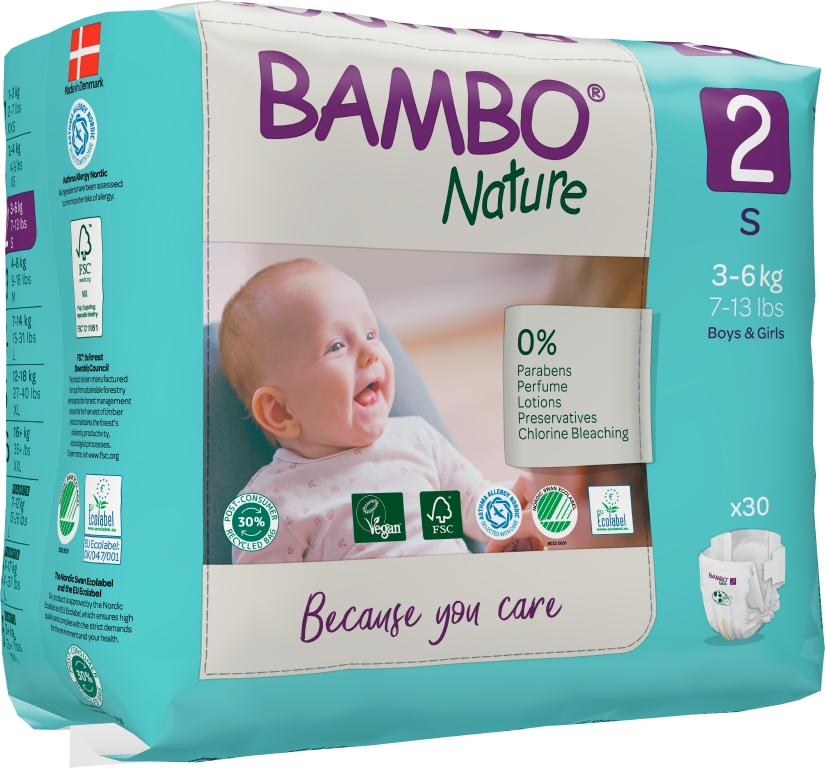 Öppen blöja Bambo Nature S2 3-6kg 30st