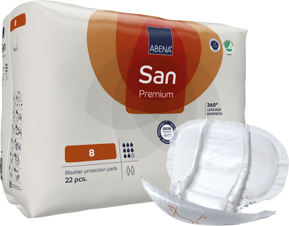 Kroppsformat Skydd Abena San Premium Vit S8 36x63cm 8 Droppar 22st
