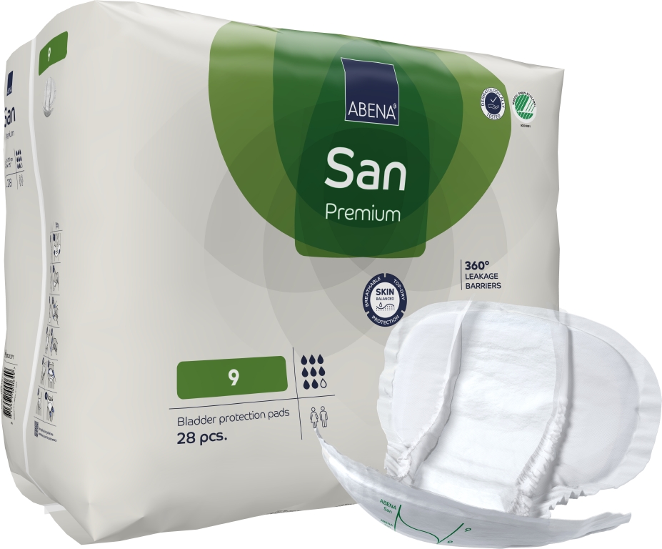 Kroppsformat Skydd Abena San Premium Vit S9 37x73cm 8 Droppar 28st