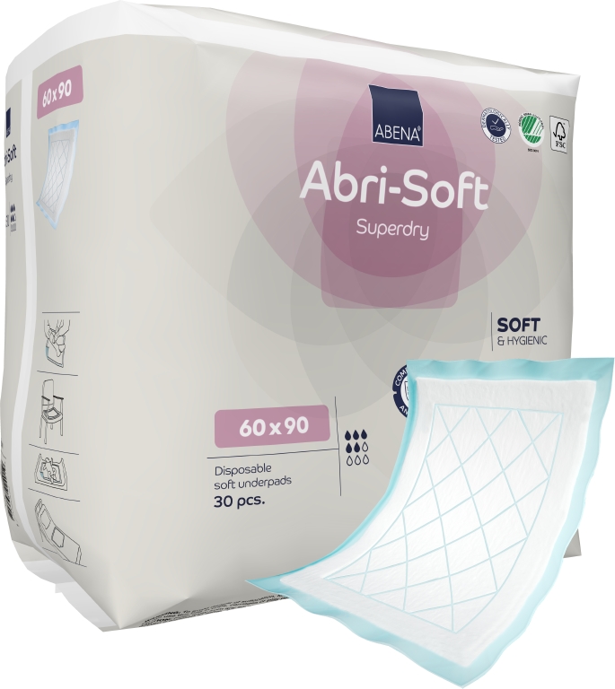 Underlägg Abena Abri-Soft Superdry Vit-Blå 60x90cm 30st