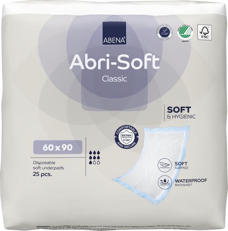 Underlägg Abena Abri-Soft Classic Vit-Blå 60x90cm 25st