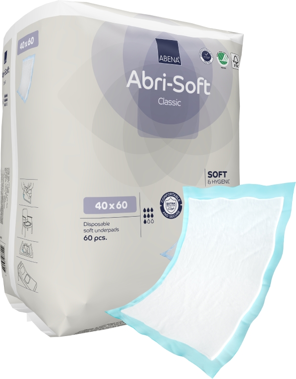 Underlägg Abena Abri-Soft Classic Vit-Blå 40x60cm 60st