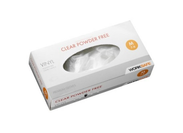 Engångshandskar Vinyl Worksafe Clear Puderfri M 7-8 100st