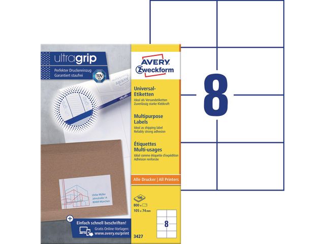 Etikett Avery 105x74mm 800st