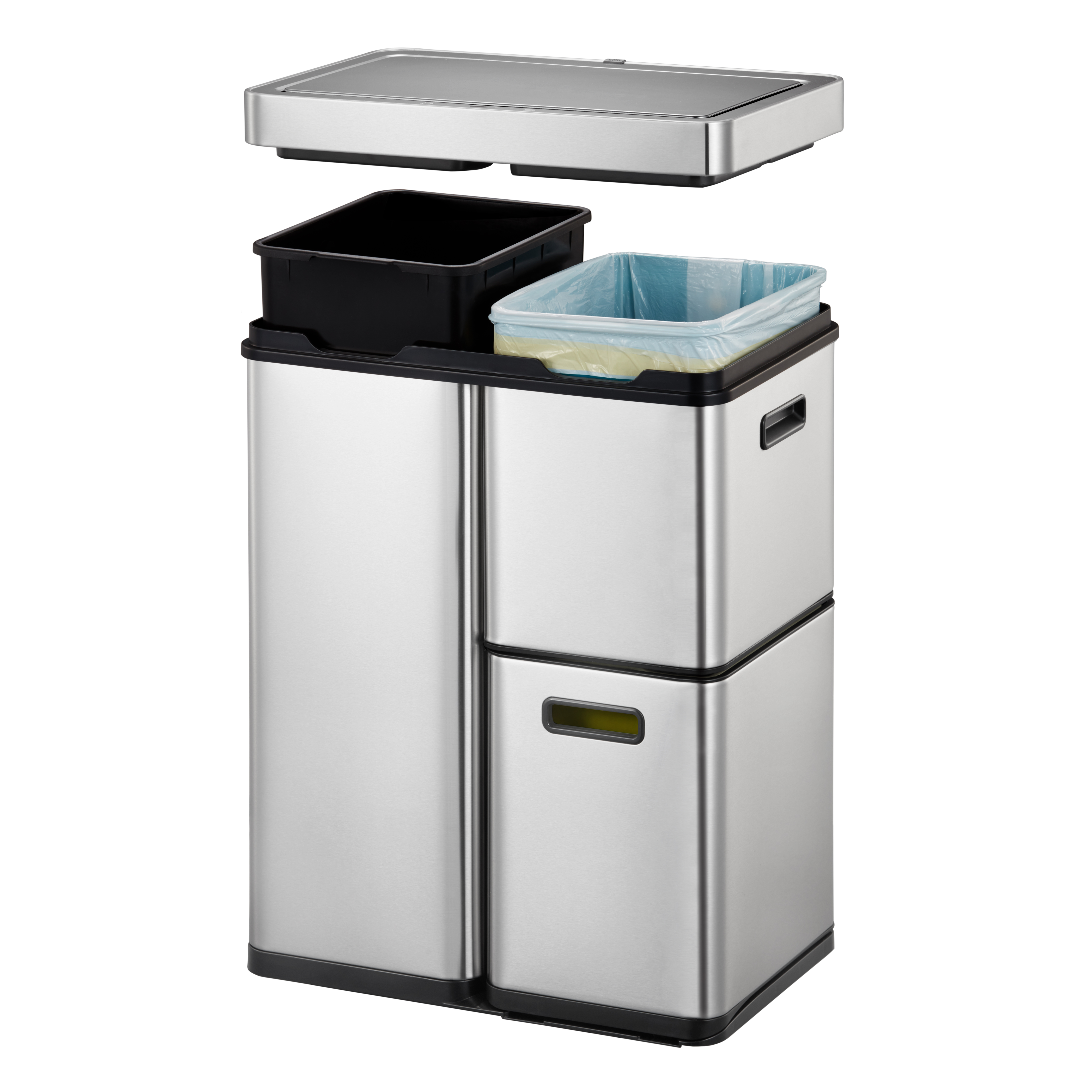 Papperskorg Eko Recycle Mirage Plus Sensor Bin Matt S/S 30+15+15L