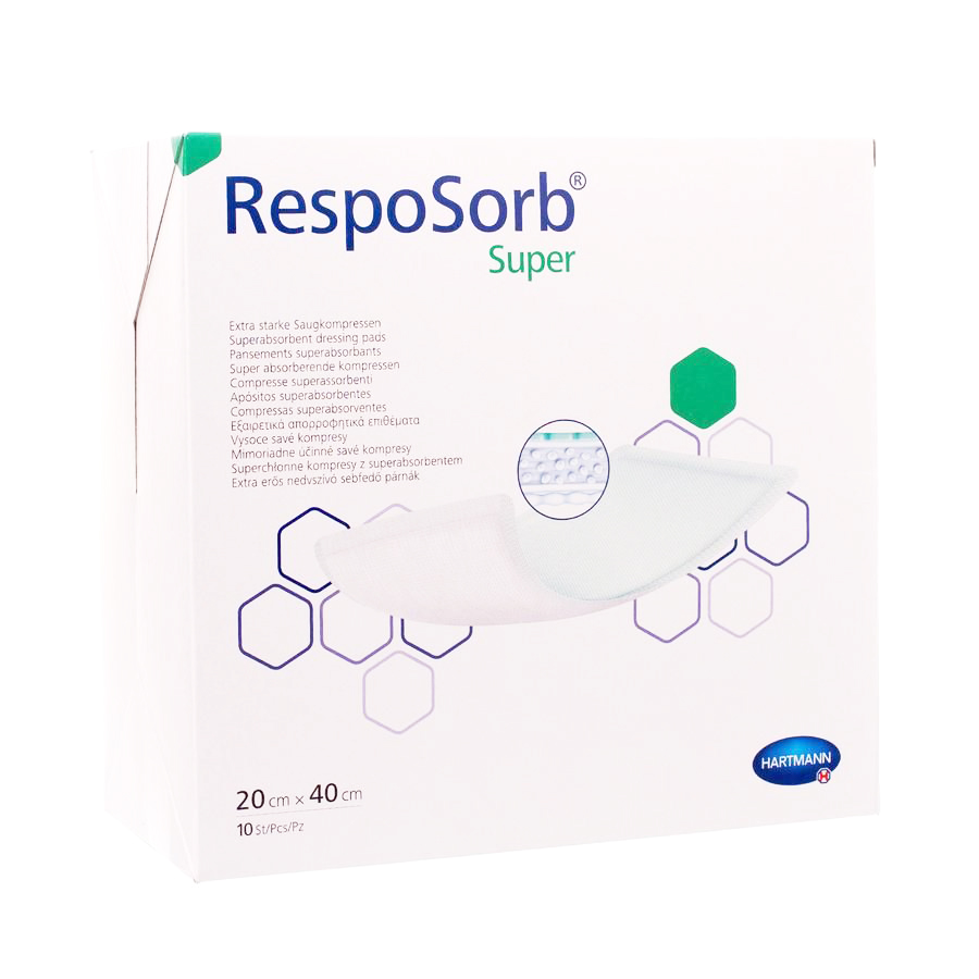 Absorptionsförband RespoSorb Super med Superabsorbenter Steril 20x40cm 10st