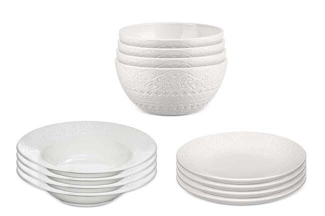 Servis set Tallrik & Djup Tallrik & Stor Skål Cult Design Orient Vit 12 delar Servis set Tallrik & Djup Tallrik & Stor Skål Cult Design Orient Vit 12 delar