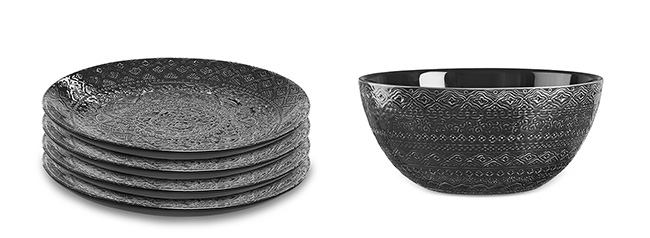 Servis set Skål & Tallrik Cult Design Orient Asfalt 5 delar