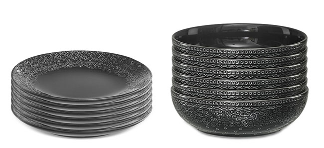 Servis set Tallrik & Skålrik Cult Design Orient Asfalt 12 delar