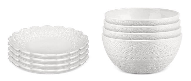 Servis set Assiett & Skål Cult Design Orient Vit 8 delar