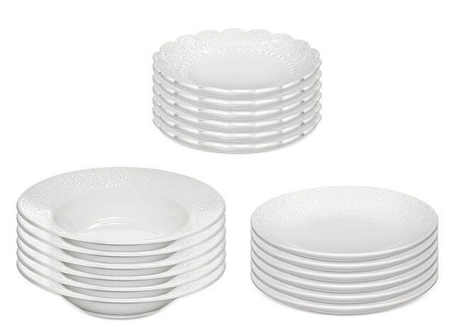 Servis set Djup Tallrik, Tallrik & Assiett Cult Design Orient Vit 18 delar
