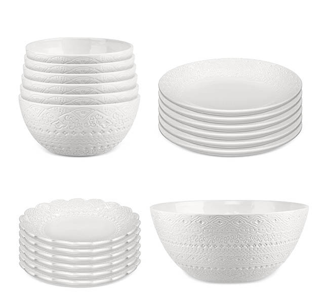 Servis set Skål, Tallrik & Assiett Cult Design Orient Vit 19 delar