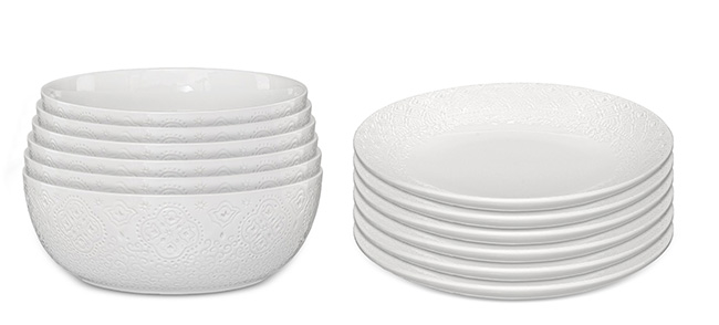 Servis set Tallrik & Skålrik Cult Design Orient Vit 12 delar
