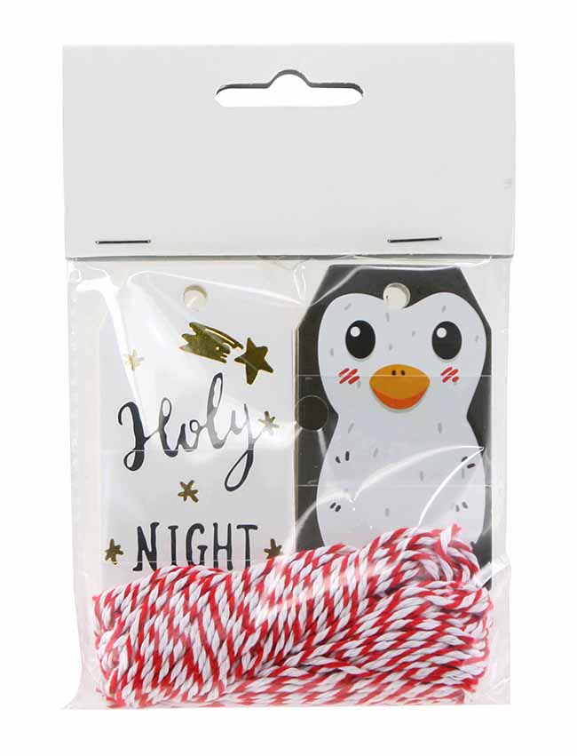 Snöre & juladresser Hedlunds Pingvin & Text Papper Bomull 21st