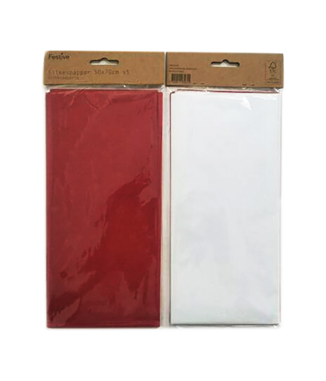 Silkespapper Hedlunds FSC Vit-Röd 50x70cm 5st