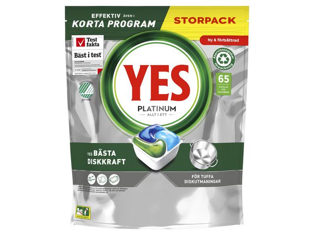 Maskindisktabletter Yes Platinum Tabletter 65st