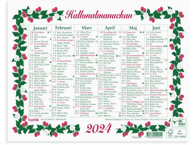 Väggkalender Burde Lilla Hallonalmanack - 5020