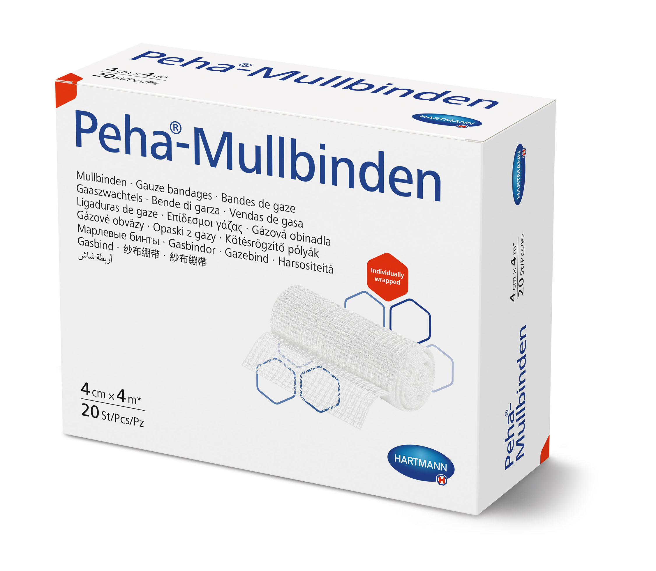 Förbandsfixering Peha-Mullbinden 4cm 20st