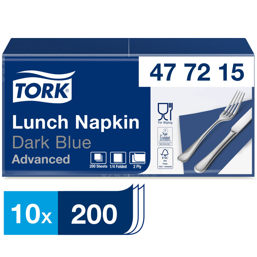 Lunchservett Tork 2-Lag Mörkblå 33x33cm 200st