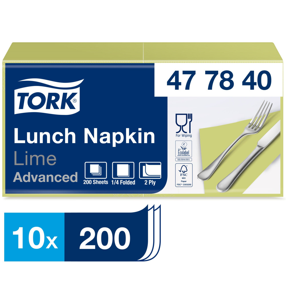 Lunchservett Tork Advanced 2-Lag Lime 33x33cm 200st