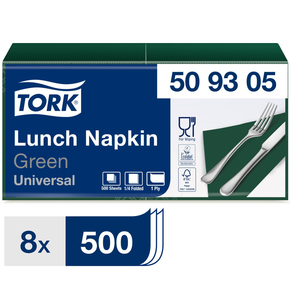 Lunchservett Tork Universal 1-Lag Mörkgrön 33x33cm 500st