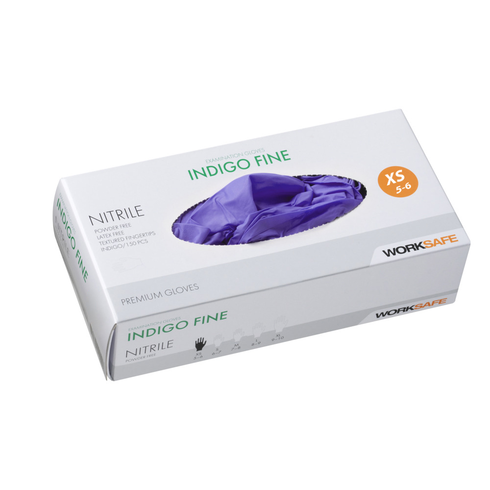 Engångshandskar Nitrile Worksafe Indigo Fine Blå 5-6 XS 150st