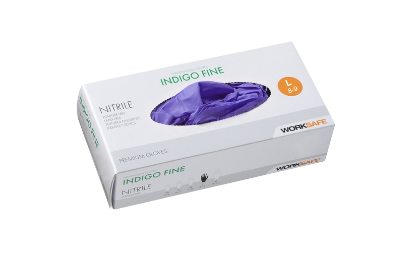 Engångshandskar Nitrile Worksafe Indigo Fine Blå 8-9 L 150st