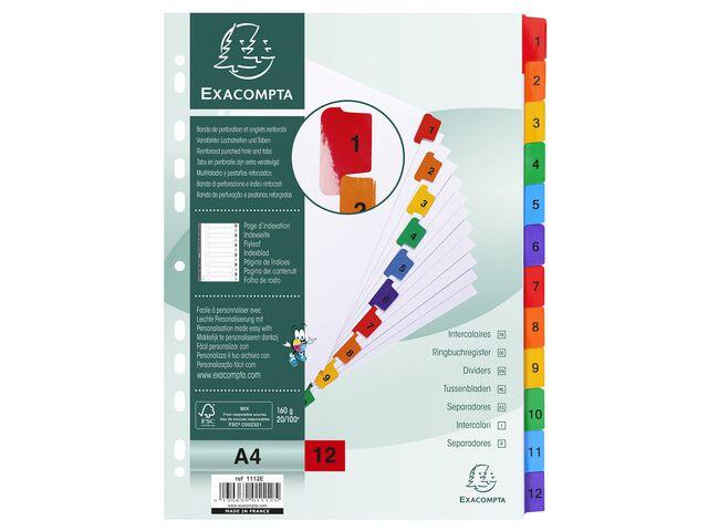 Kartongregister Exacompta Multifärg 1-12