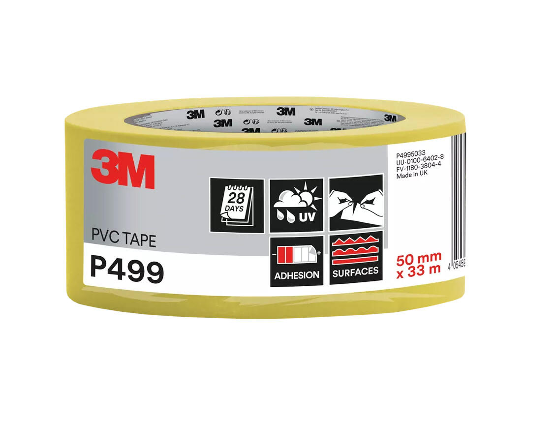 Byggtejp 3M P499 PVC Gul 50mmx33m Byggtejp 3M P499 PVC Gul 50mmx33m