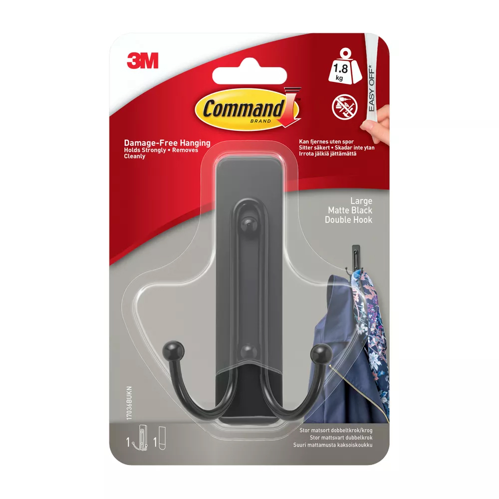Stor Dubbelkrok 3M Command Svart