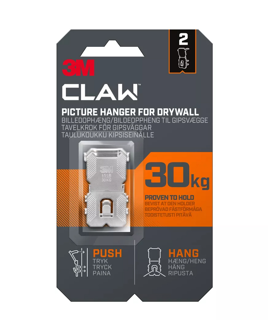 Tavelkrok 3M Claw för Gipsvägg 30kg 2st