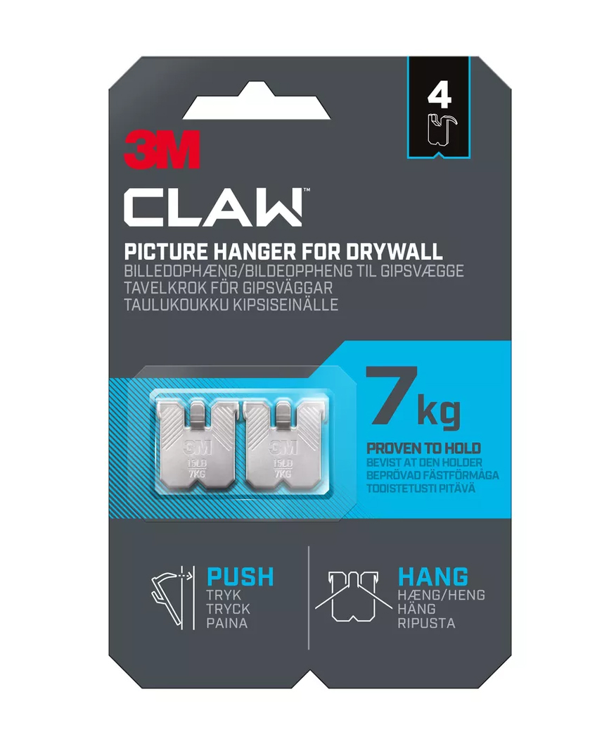 Tavelkrok 3M Claw för Gipsvägg 7kg 4st