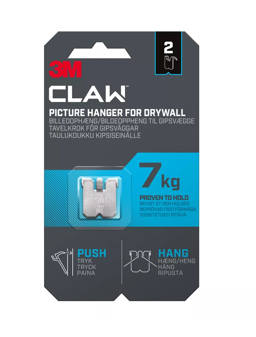 Tavelkrok 3M Claw för Gipsvägg 7kg 2st