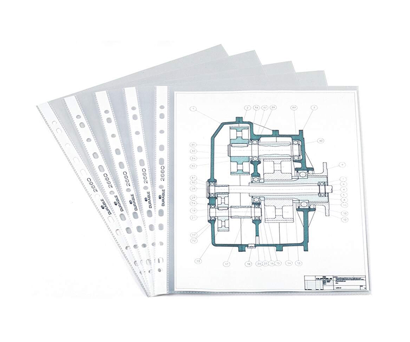 Plastficka Durable Hålad Standard Ask PP Transparent A4 100st