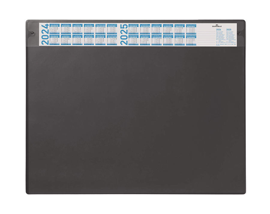 Skrivunderlägg Durable Årskalender och Borttagbar Klaff Svart 650x520mm