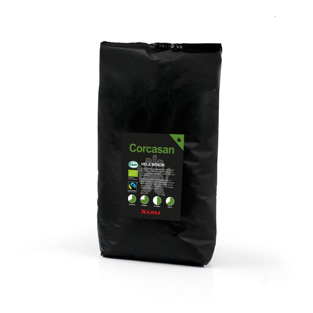 Kaffe Kahls Hela Bönor Corcasan Mörkrost FT & KRAV 1kg