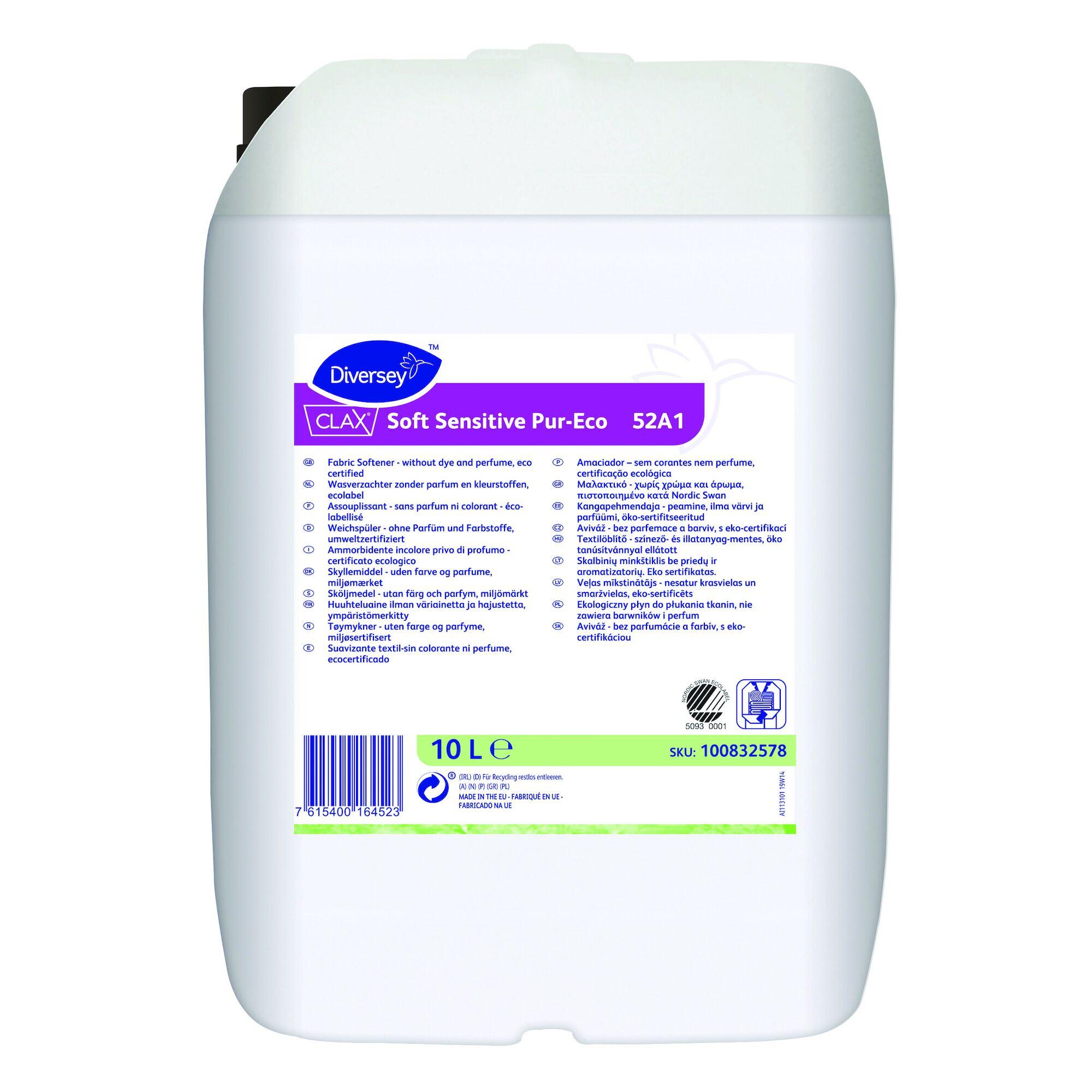 Sköljmedel Diversey Clax Soft Sensitive Pur-Eco 52A1 10L