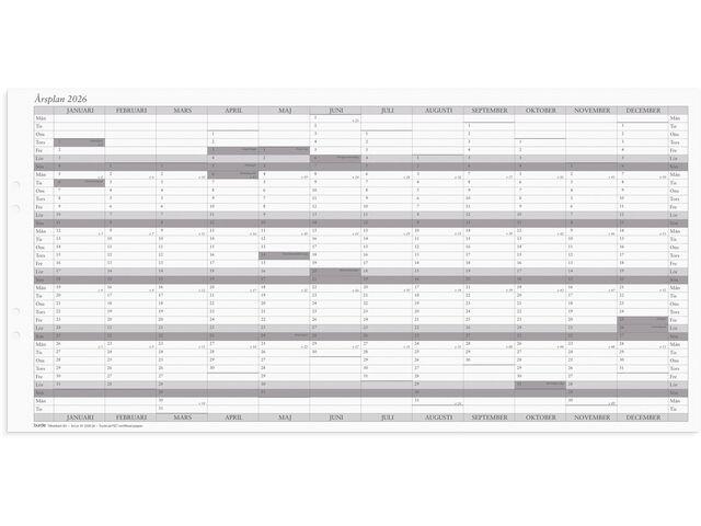Väggkalender Burde Årsplan 2026 5st